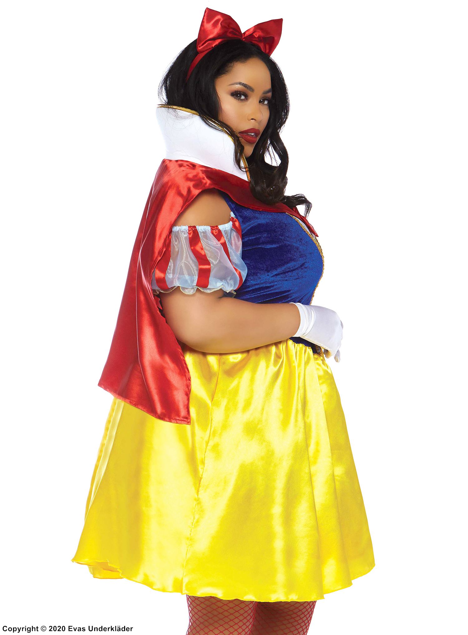 Snow White, costume dress, satin, velvet, cold shoulder, XL to 4XL